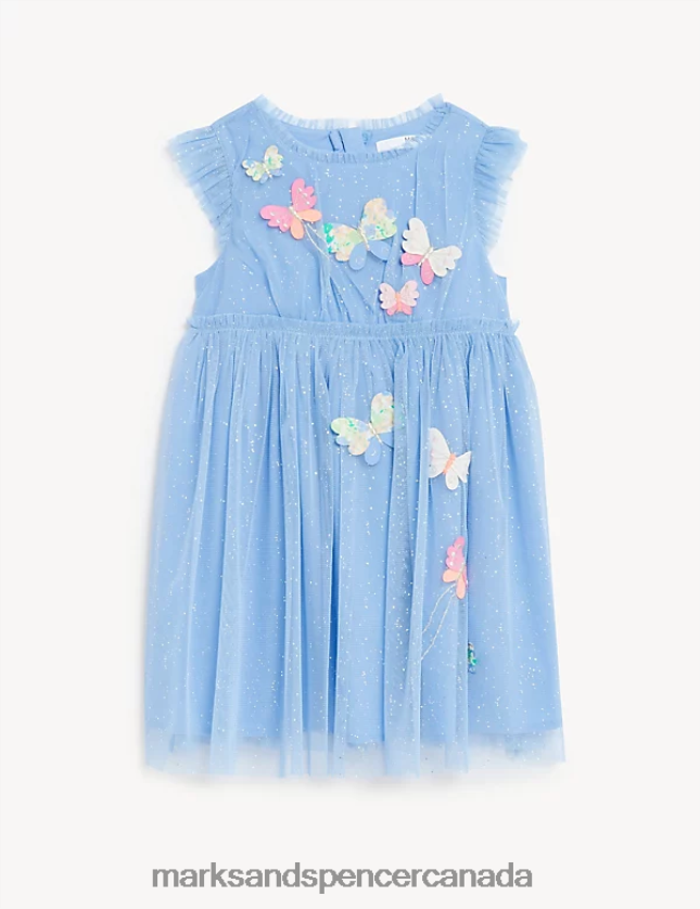 Marks and Spencer near me - Clothing 20VTD9177 Blue Kids Marks & Spencer Butterfly Applique Tulle Dress