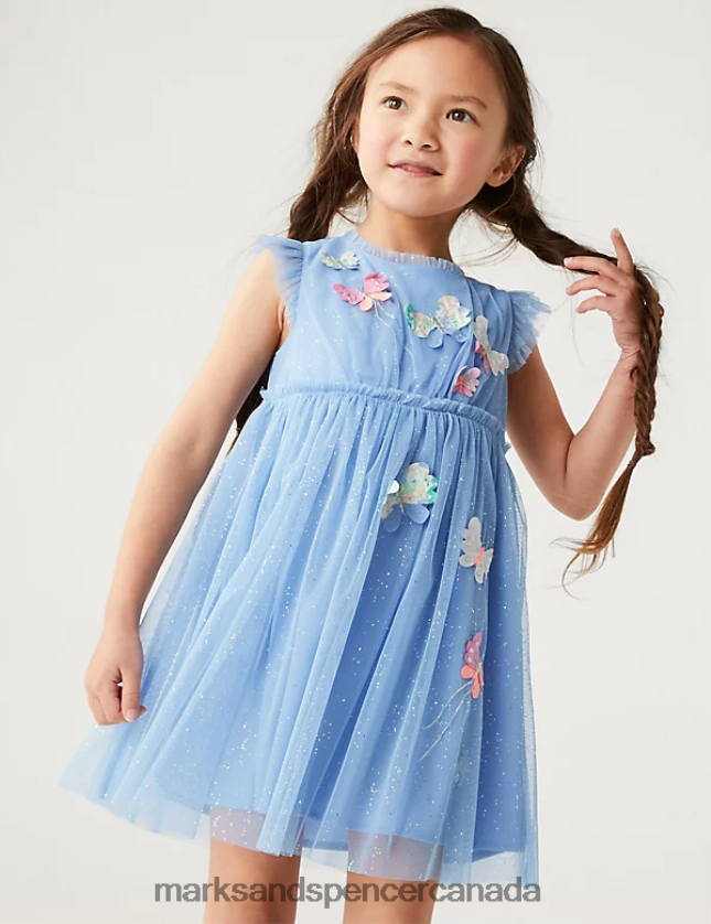 Marks and Spencer near me - Clothing 20VTD9177 Blue Kids Marks & Spencer Butterfly Applique Tulle Dress