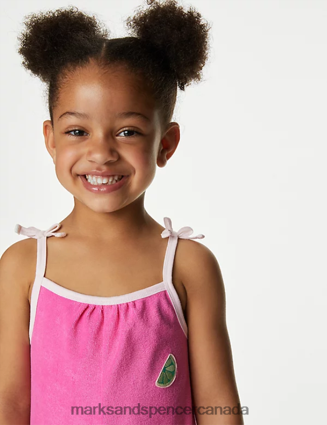 Clothing 20VTD9205 Pink Kids Marks & Spencer Cotton Rich Lime Playsuit - Marks and Spencer online