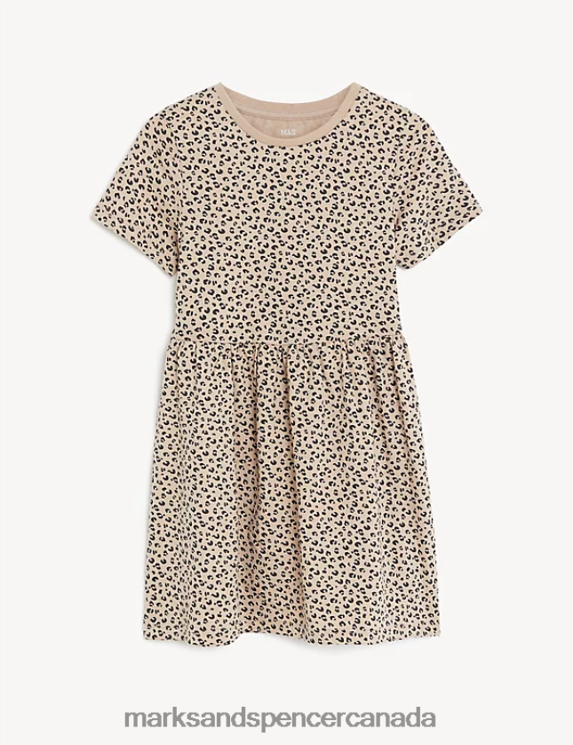 Marks and Spencer near me - Clothing 20VTD9254 Beige Kids Marks & Spencer Cotton Rich Animal Print Dress
