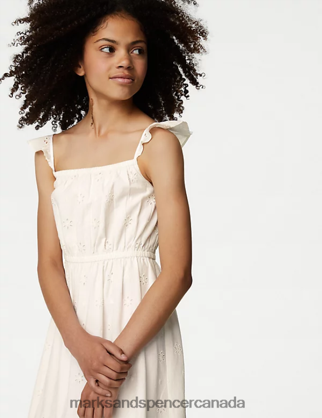 Marks and Spencer near me - Clothing 20VTD9317 Ivory Kids Marks & Spencer Pure Cotton Broderie Dress