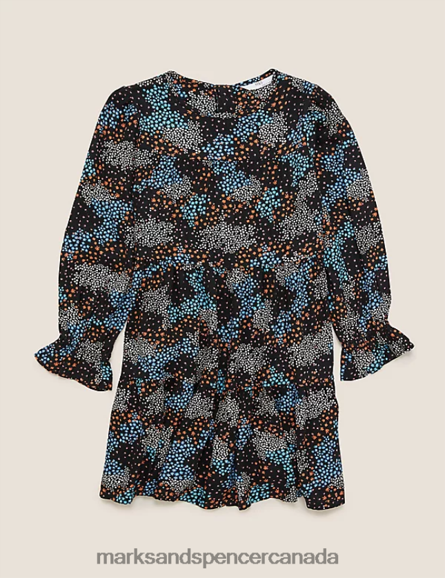 Marks and Spencer sale - Clothing 20VTD9477 Black Mix Kids Marks & Spencer Woven Floral Tiered Dress