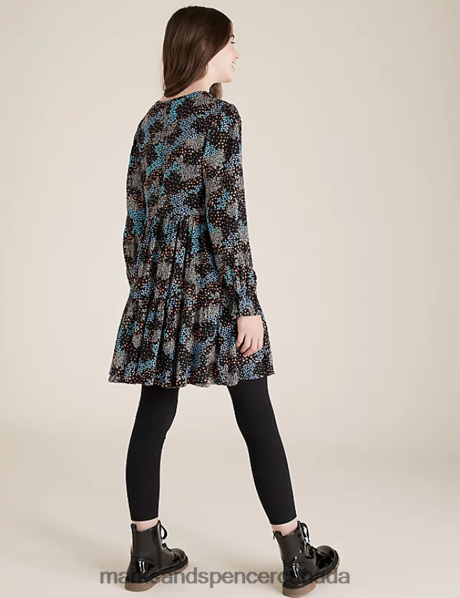 Marks and Spencer sale - Clothing 20VTD9477 Black Mix Kids Marks & Spencer Woven Floral Tiered Dress