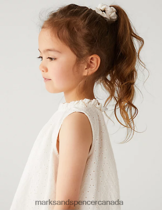 Marks and Spencer near me - Clothing 20VTD9524 Ivory Kids Marks & Spencer Pure Cotton Dress with Scrunchie