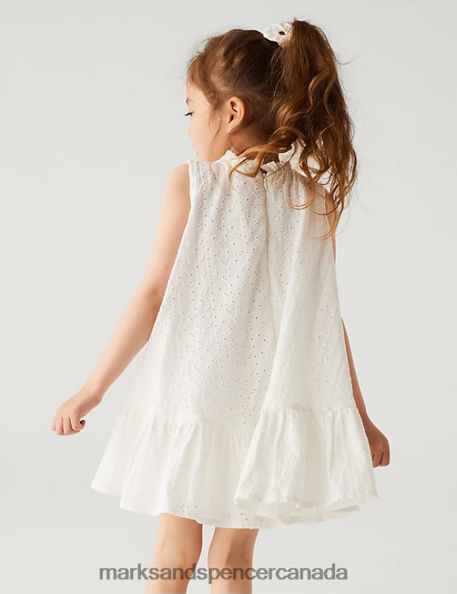 Marks and Spencer near me - Clothing 20VTD9524 Ivory Kids Marks & Spencer Pure Cotton Dress with Scrunchie
