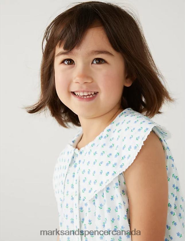 Clothing 20VTD9619 White Mix Kids Marks & Spencer Pure Cotton Floral Dress - Marks and Spencer online
