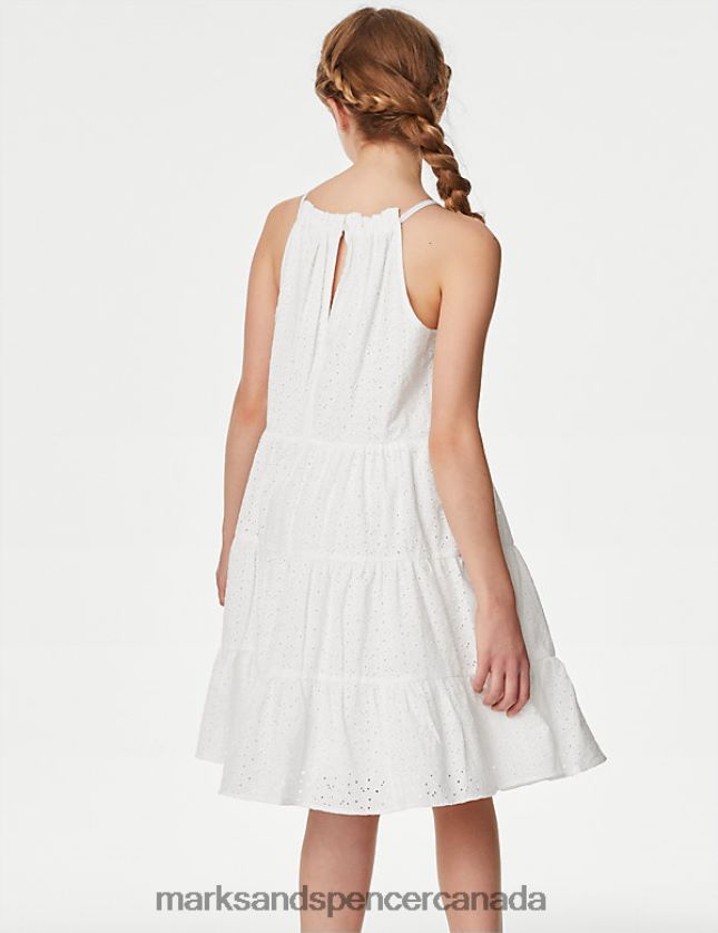 Marks and Spencer Canada - Clothing 20VTD9699 White Kids Marks & Spencer Pure Cotton Broderie Dress