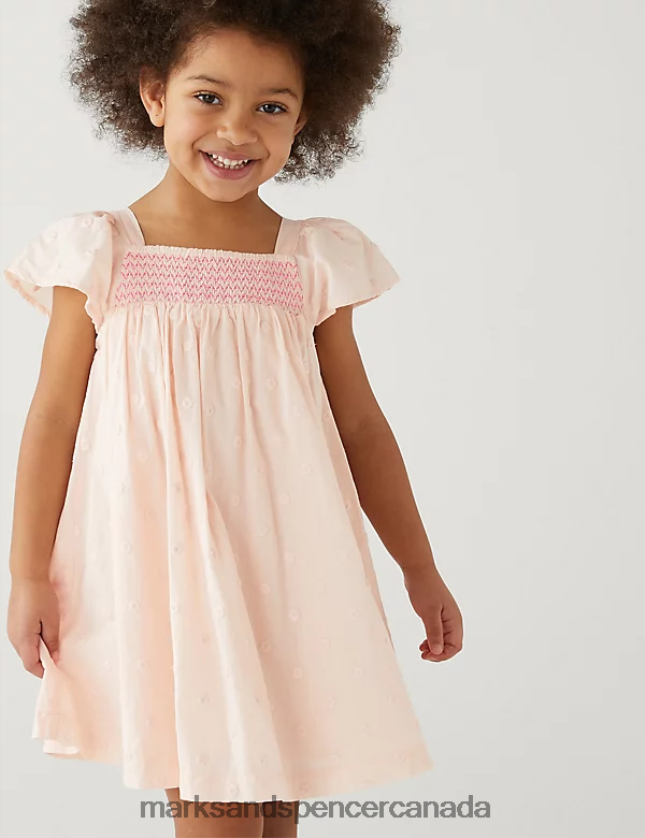 Clothing 20VTD9704 Pink Kids Marks & Spencer Pure Cotton Spotted Dress - Marks and Spencer online