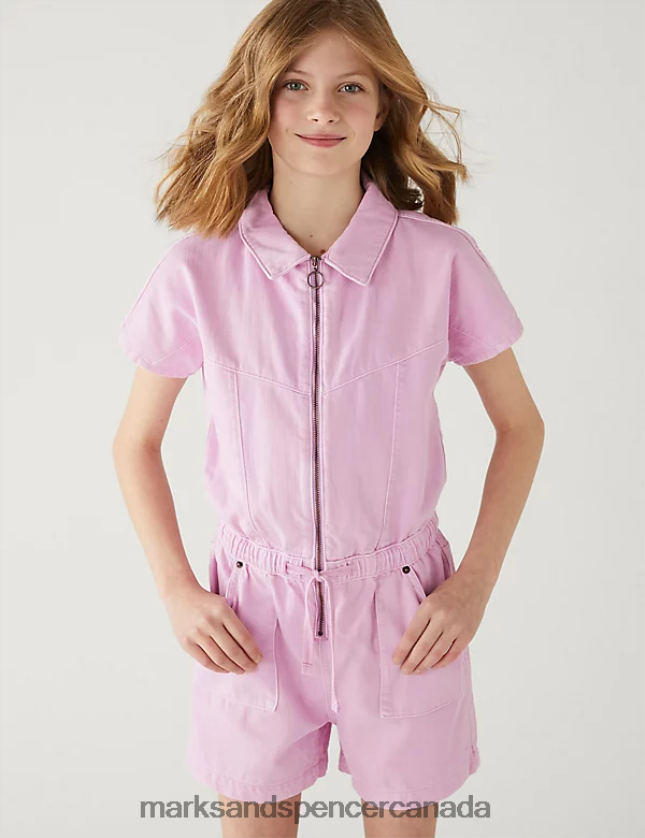 Clothing 20VTD9748 Pink Kids Marks & Spencer Denim Short Boilersuit - Marks and Spencer online