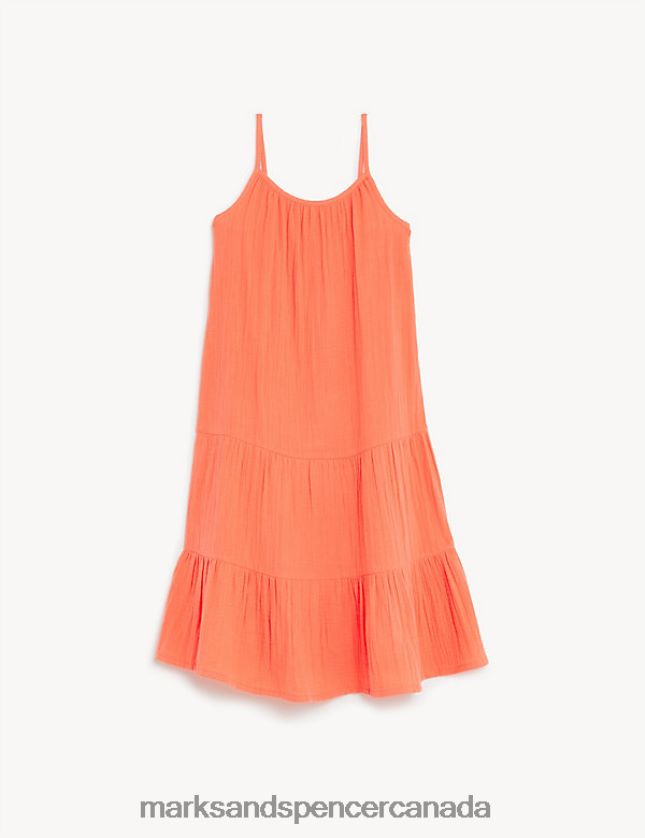 Marks and Spencer Canada - Clothing 20VTD9845 Coral Kids Marks & Spencer Pure Cotton Tiered Maxi Dress