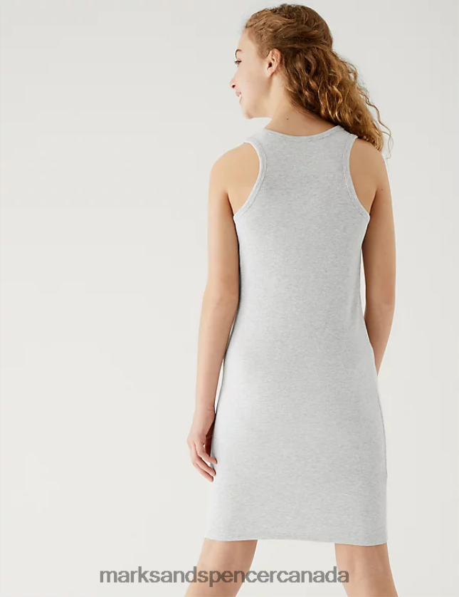 Clothing 20VTD9963 Grey Kids Marks & Spencer Cotton Rich Ribbed Dress - Marks and Spencer Canada locations