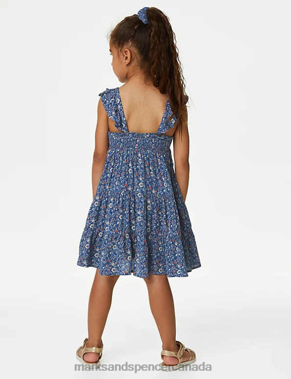 Marks and Spencer Canada - Kids Blue Mix Clothing Marks & Spencer Floral Tiered Dress 20VTD8894