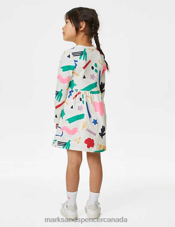 Kids Multi Clothing Marks & Spencer Pure Cotton Abstract Print Dress 20VTD8798 - Marks and Spencer online