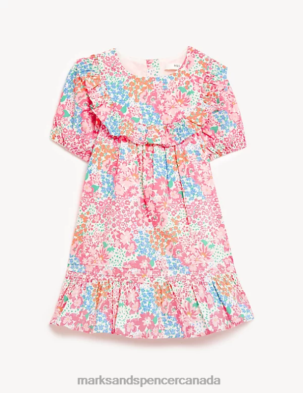 Marks and Spencer Canada - Kids Multi Clothing Marks & Spencer Pure Cotton Floral Frill Dress 20VTD8942