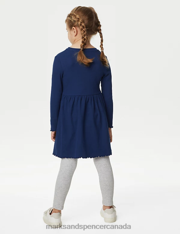 Marks and Spencer sale - Kids Navy Clothing Marks & Spencer Cotton Rich Ribbed Dress 20VTD8844