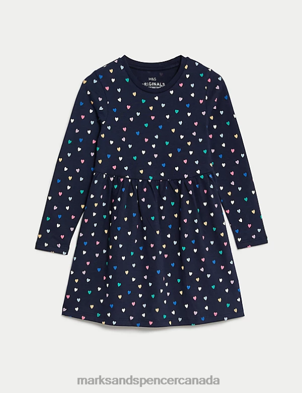Kids Navy Clothing Marks & Spencer Pure Cotton Heart Dress 20VTD8804 - Marks and Spencer Canada locations