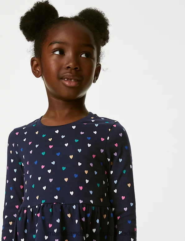 Kids Navy Clothing Marks & Spencer Pure Cotton Heart Dress 20VTD8804 - Marks and Spencer Canada locations