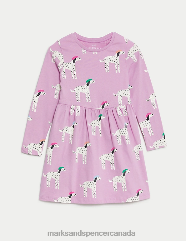 Kids Pink Clothing Marks & Spencer Pure Cotton Dalmatian Dress 20VTD8763 - Marks and Spencer outlet