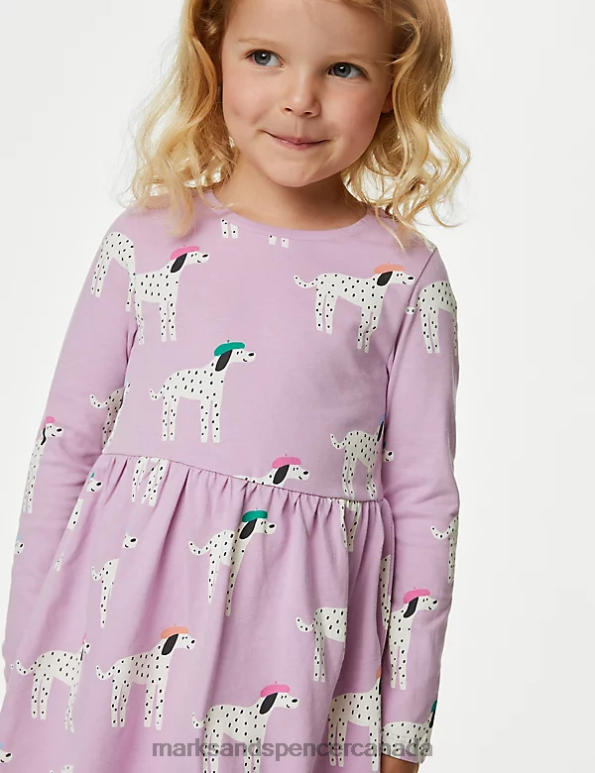 Kids Pink Clothing Marks & Spencer Pure Cotton Dalmatian Dress 20VTD8763 - Marks and Spencer outlet