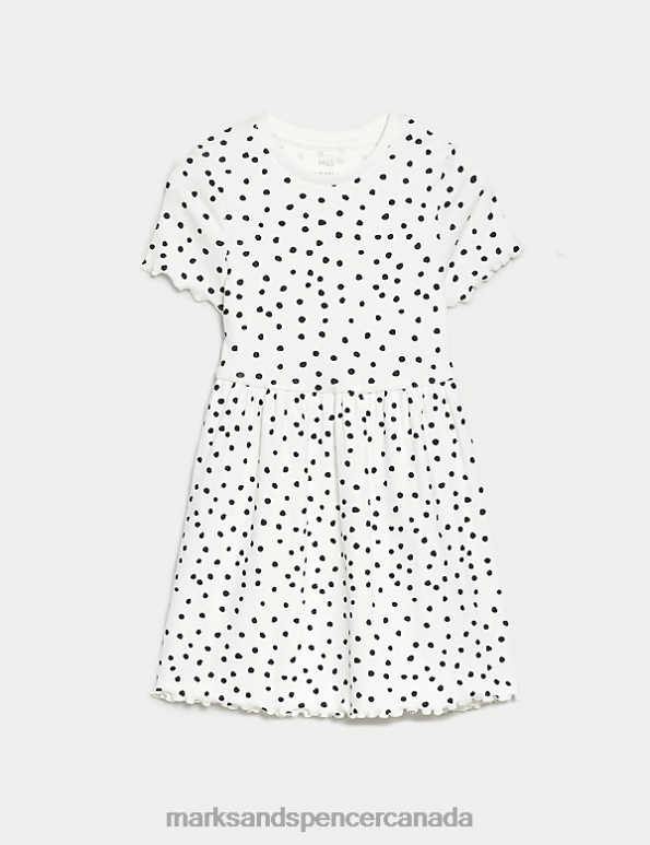 Marks and Spencer sale - Kids White Clothing Marks & Spencer Cotton Rich Polka Dot Dress 20VTD8970