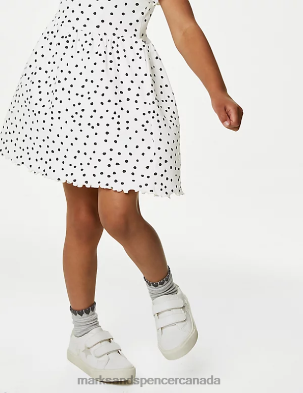 Marks and Spencer sale - Kids White Clothing Marks & Spencer Cotton Rich Polka Dot Dress 20VTD8970