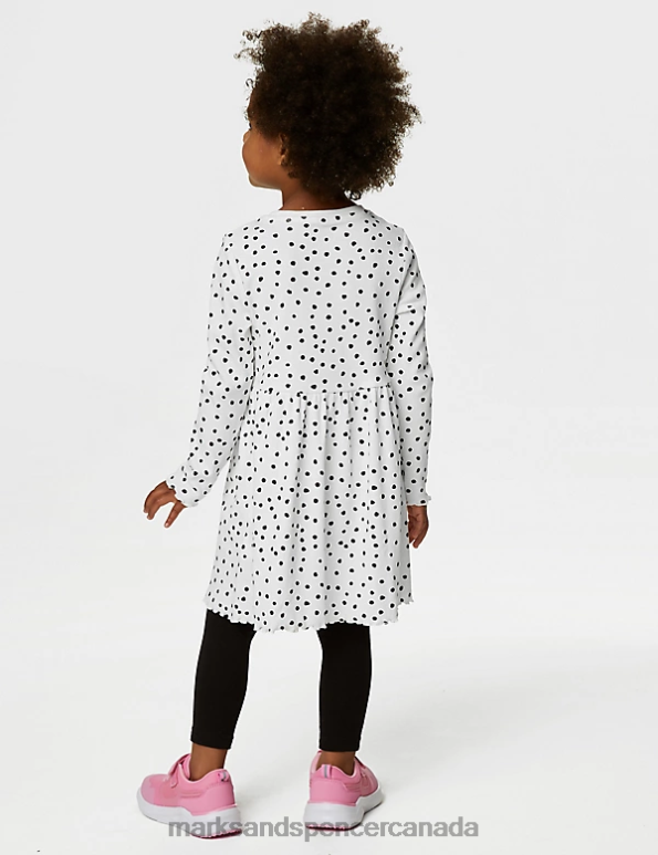Kids White Clothing Marks & Spencer Cotton Rich Spotted Dress 20VTD8845 - Marks and Spencer online
