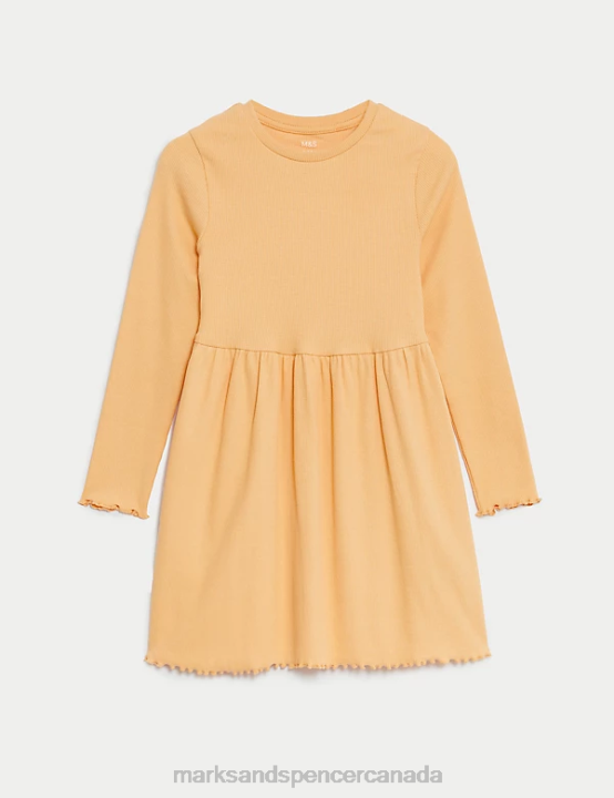 Marks & Spencer Kids Cotton Rich Ribbed Dress Clothing Clementine 20VTD9111 - Marks and Spencer Canada locations