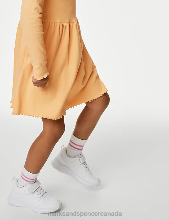 Marks & Spencer Kids Cotton Rich Ribbed Dress Clothing Clementine 20VTD9111 - Marks and Spencer Canada locations