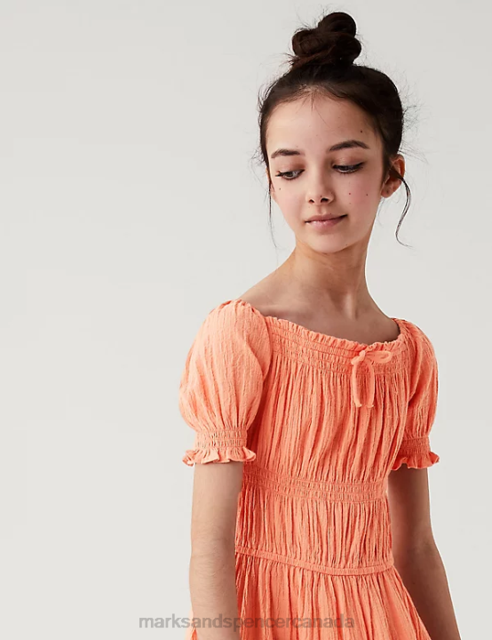 Marks and Spencer near me - Marks & Spencer Kids Cotton Rich Tiered Dress Clothing Coral 20VTD9146