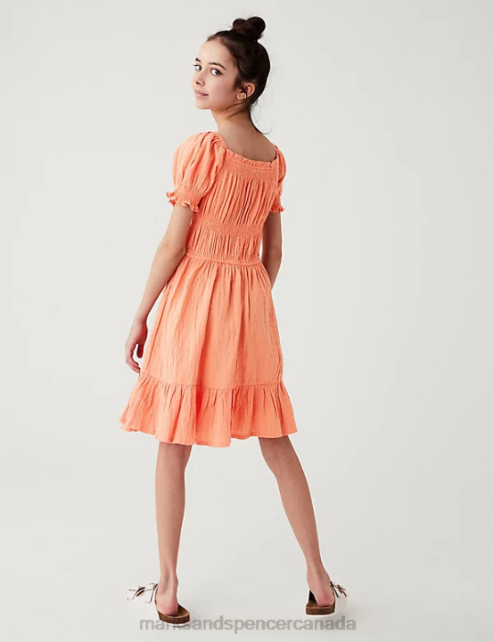 Marks and Spencer near me - Marks & Spencer Kids Cotton Rich Tiered Dress Clothing Coral 20VTD9146