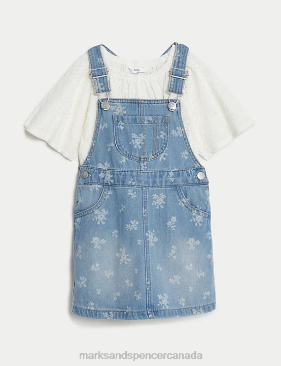 Marks and Spencer near me - Marks & Spencer Kids Floral Pinafore Outfit Clothing Denim 20VTD9042