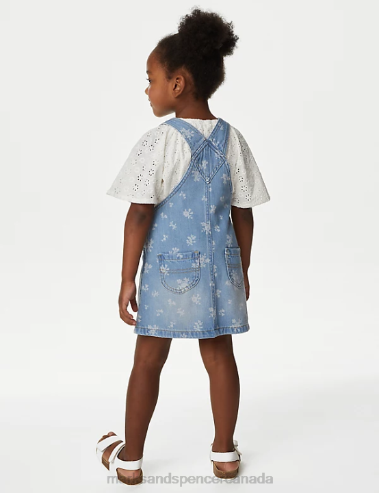 Marks and Spencer near me - Marks & Spencer Kids Floral Pinafore Outfit Clothing Denim 20VTD9042