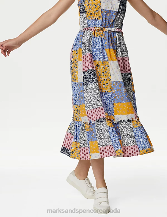 Marks & Spencer Kids Pure Cotton Patchwork Print Dress Clothing Multi 20VTD9162 - Marks and Spencer Canada locations