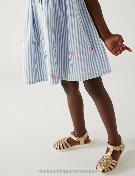 Marks and Spencer sale - Marks & Spencer Kids Pure Cotton Striped Dress Clothing Multi 20VTD9105