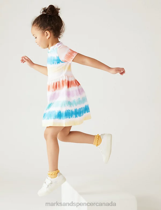 Marks & Spencer Kids Pure Cotton Tie Dye Dress Clothing Multi 20VTD9112 - Marks and Spencer outlet