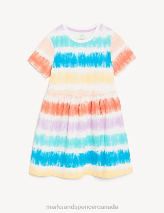 Marks & Spencer Kids Pure Cotton Tie Dye Dress Clothing Multi 20VTD9112 - Marks and Spencer outlet