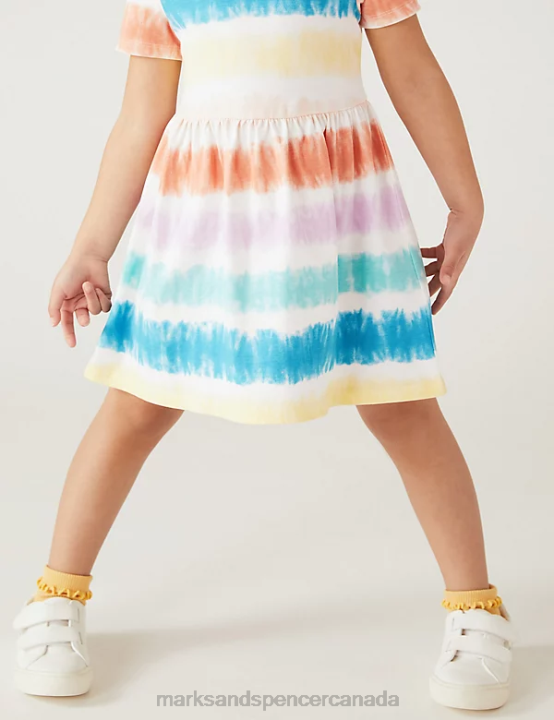 Marks & Spencer Kids Pure Cotton Tie Dye Dress Clothing Multi 20VTD9112 - Marks and Spencer outlet