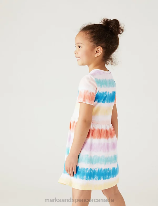 Marks & Spencer Kids Pure Cotton Tie Dye Dress Clothing Multi 20VTD9112 - Marks and Spencer outlet