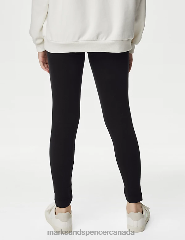 Marks and Spencer Canada - Kids Black Clothing Marks & Spencer Cotton Rich Leggings with Stretch 20VTD7770