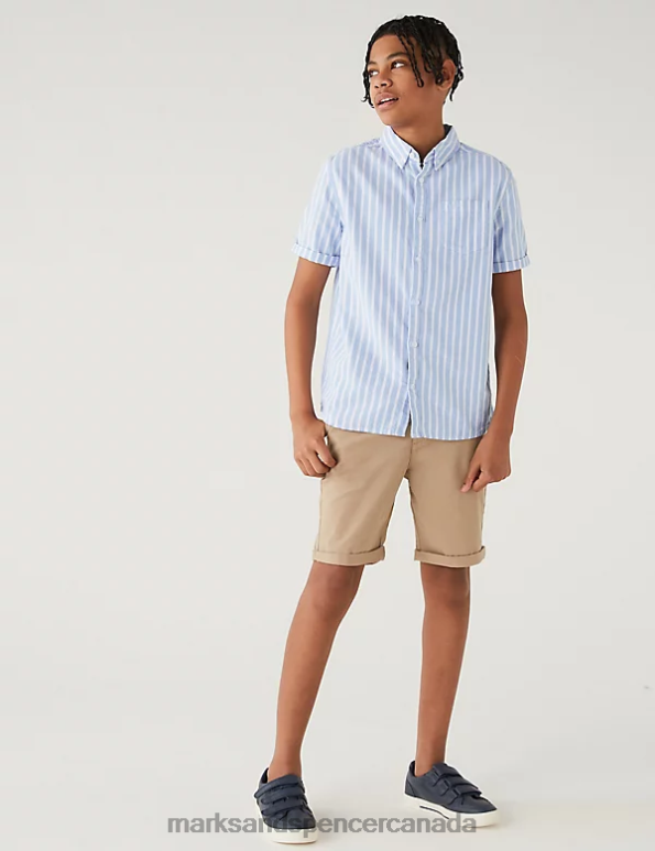 Marks and Spencer near me - Kids Blue Mix Clothing Marks & Spencer Pure Cotton Striped Shirt 20VTD8721