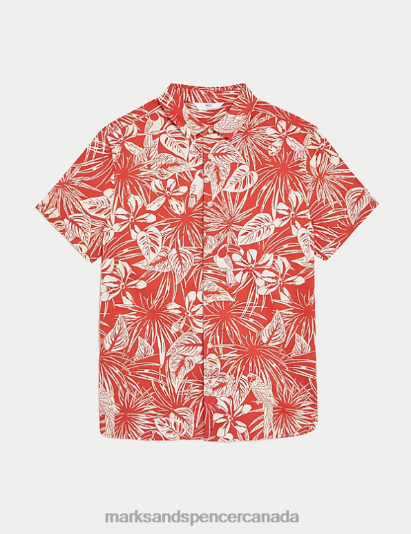 Kids Copper Rose Clothing Marks & Spencer Pure Cotton Parrot Print Shirt 20VTD8676 - Marks and Spencer outlet