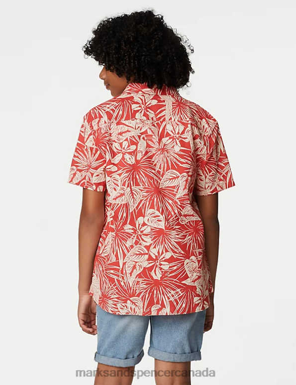 Kids Copper Rose Clothing Marks & Spencer Pure Cotton Parrot Print Shirt 20VTD8676 - Marks and Spencer outlet