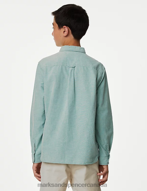 Marks and Spencer Canada - Kids Green Clothing Marks & Spencer Pure Cotton Oxford Shirt 20VTD8282