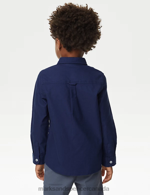 Marks and Spencer sale - Kids Indigo Clothing Marks & Spencer Pure Cotton Oxford Shirt 20VTD8178