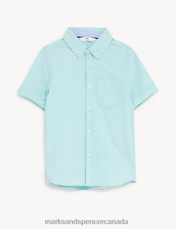 Marks and Spencer Canada - Kids Light Aqua Clothing Marks & Spencer Pure Cotton Oxford Shirt 20VTD8556