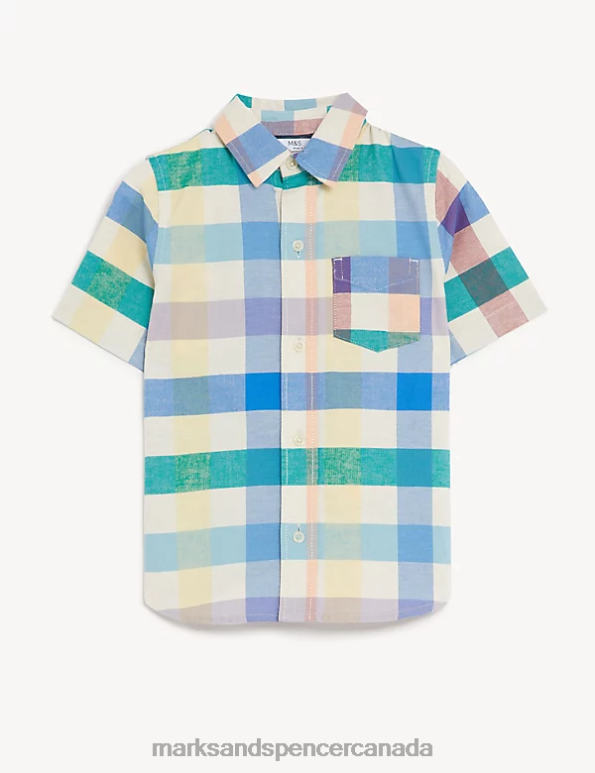 Marks and Spencer Canada - Kids Multi Clothing Marks & Spencer Pure Cotton Checked Shirt 20VTD7844