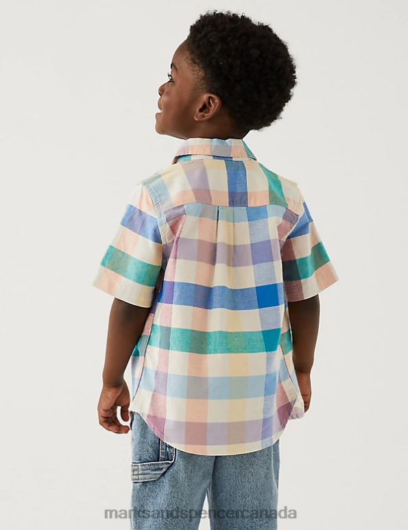 Marks and Spencer Canada - Kids Multi Clothing Marks & Spencer Pure Cotton Checked Shirt 20VTD7844