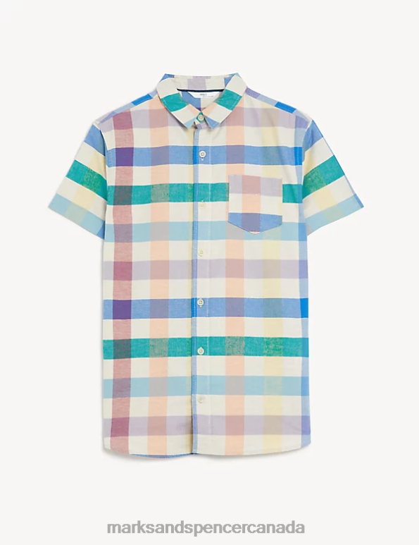 Kids Multi Clothing Marks & Spencer Pure Cotton Checked Shirt 20VTD7933 - Marks and Spencer online