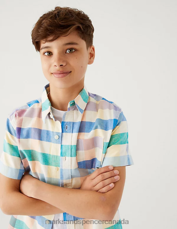 Kids Multi Clothing Marks & Spencer Pure Cotton Checked Shirt 20VTD7933 - Marks and Spencer online