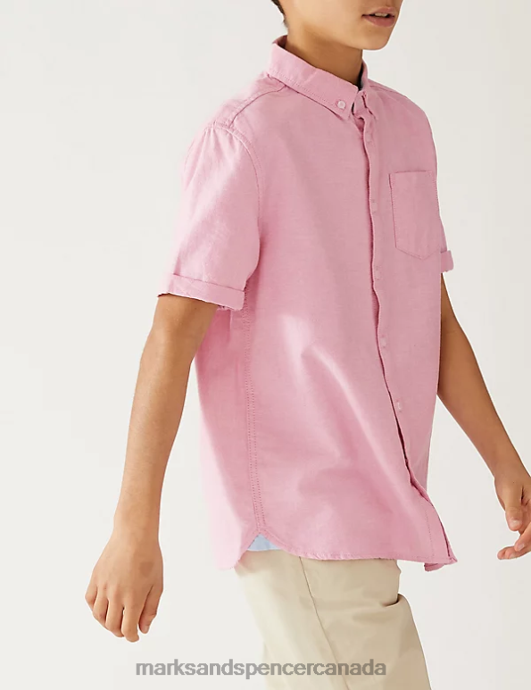Kids Pink Clothing Marks & Spencer Pure Cotton Plain Shirt 20VTD8188 - Marks and Spencer Canada locations